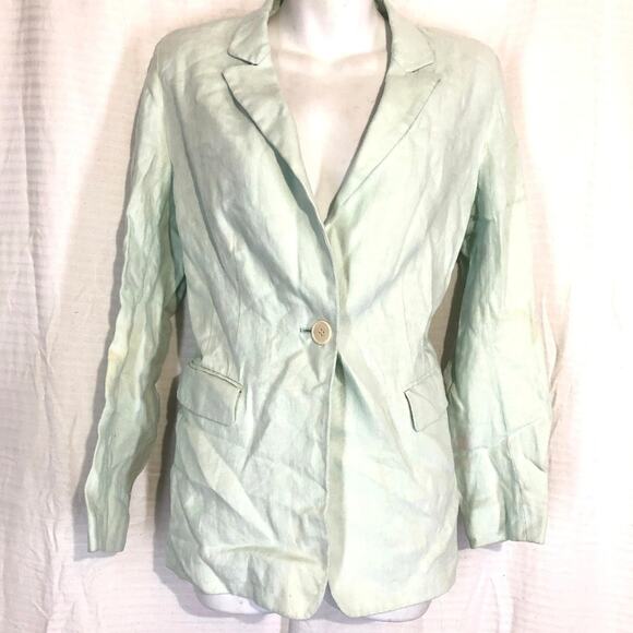 Layfayette 148 New York Womens Light Green Linen Blazer Suit Jacket Career sz 6 - Picture 1 of 16